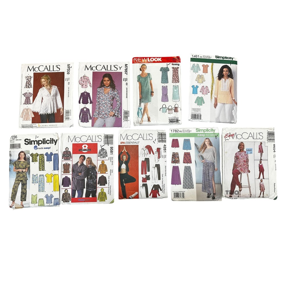 Lot of 9 Sewing Patterns McCalls Simplicity New Look Women Tops Skirts Lot1